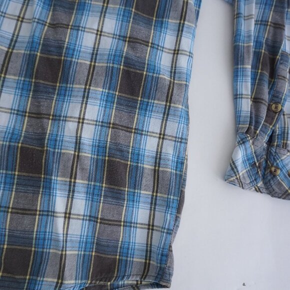 Vintage Dakota Blue Brown Plaid Button Up Outdoor Hiking Cottage Cotton Shirt XL - Picture 5 of 11